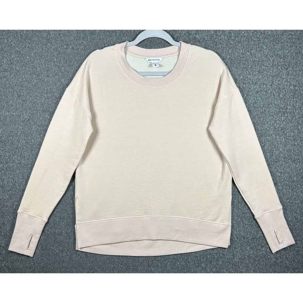 Athleta Coaster Luxe Stripe Sweatshirt - Soft Pink Size Small